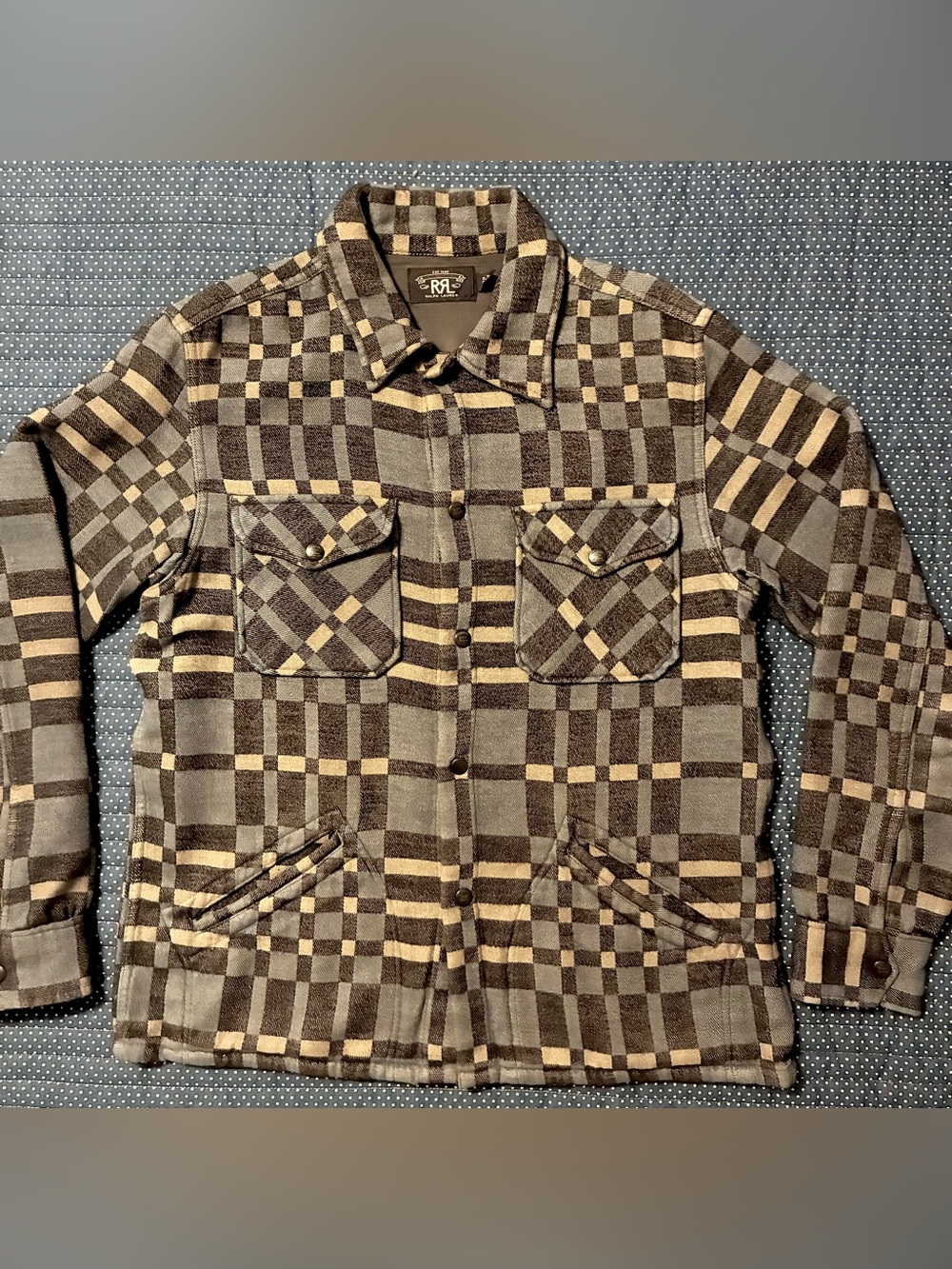 DOUBLE RL RALPH LAUREN RRL COTTON SHIRT/ JACKET- MEN’S SIZE MEDIUM - Picture 4 of 12